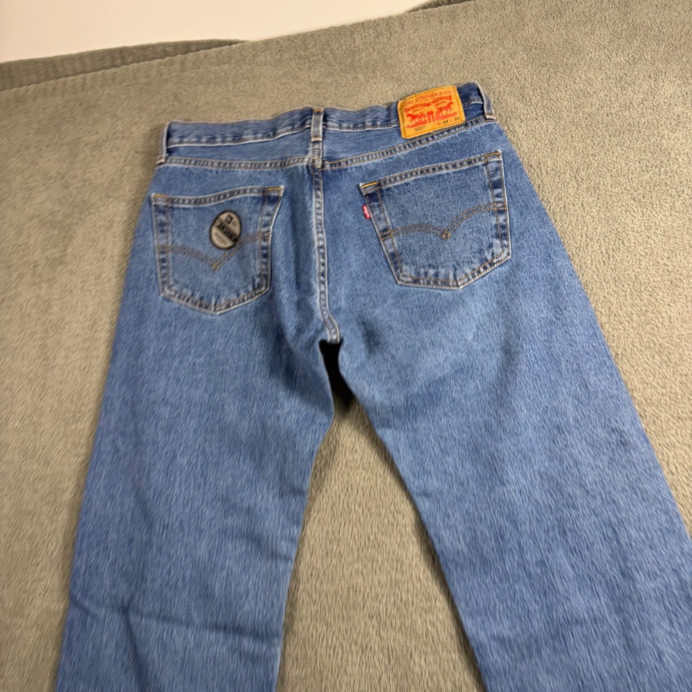 Levis 505 Regular Fit Straight Leg Jeans Mens 34x30 Medium Wash Blue Denim